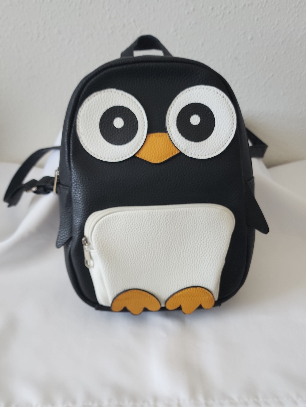 Kids Penguin Backpack - Black/White with Yellow Accent - Picture 1 of 4